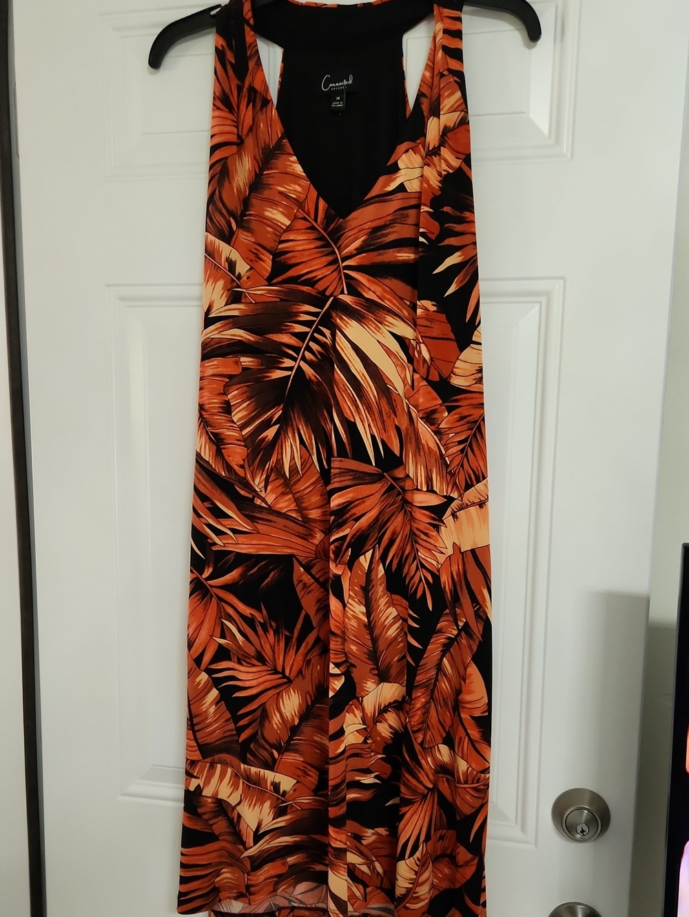 Connected Apparel Floral Maxi Dress Orange & Black Size 14